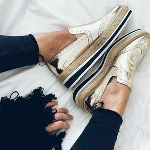 New Zara Golden Oxford shoes size 6